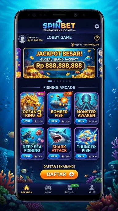 Layar utama spinbet — antarmuka bersih setelah instalasi